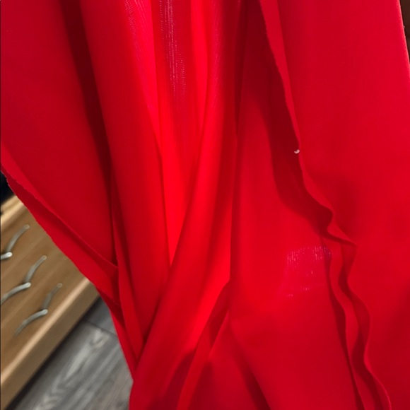 red gabardine swing coat Vintage Vibrant Red Cape Coat - Picture 8 of 8